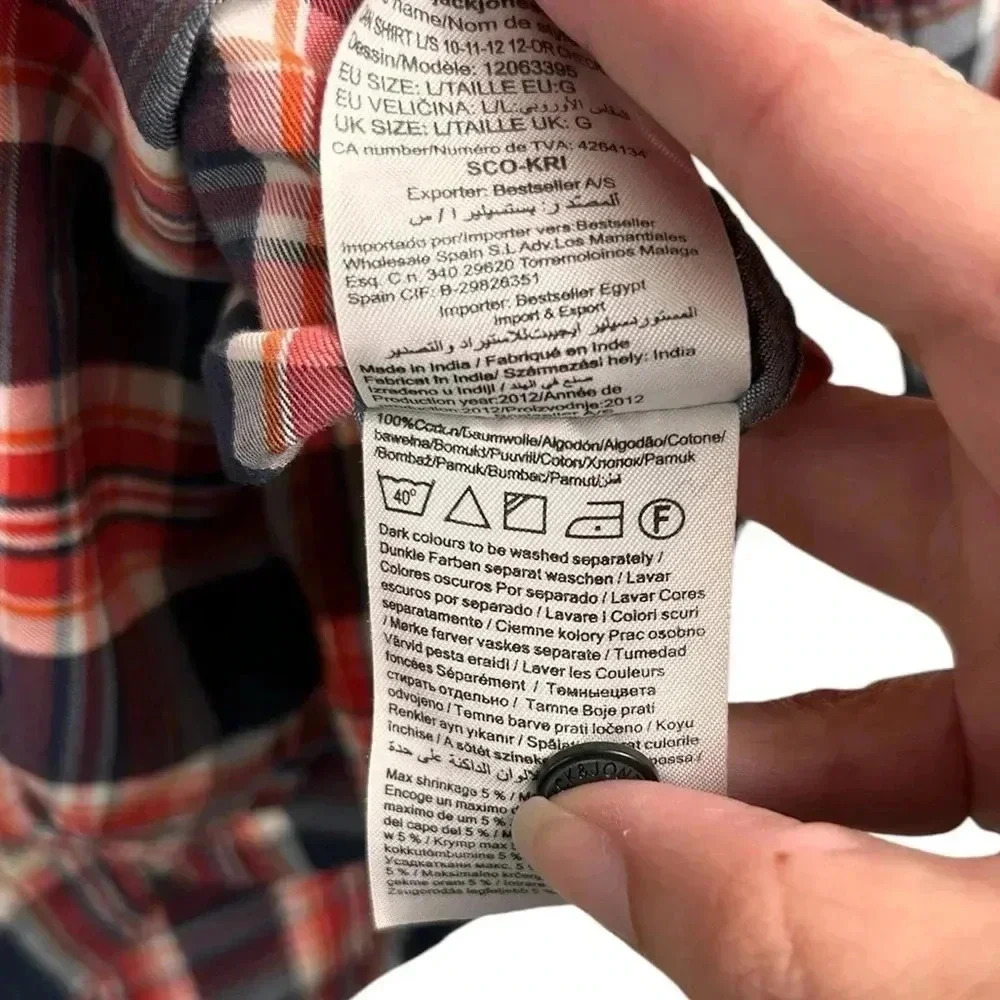 🚨Sale- Jack & Jones vintage-style plaid casual button-down shirt L cotton Wester - Picture 9 of 9